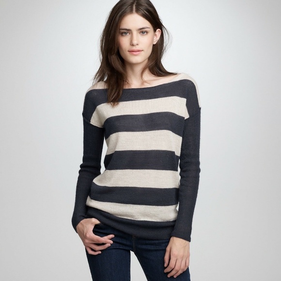 J.Crew Sweaters - $98 J.Crew Dulphine Sailor Stripe Sweater Navy